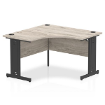 Dynamic Impulse Corner Office Desk W1200 x D1200 x H730mm Cable Managed Leg Grey Oak Finish Black Frame - I004577 DD