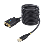 StarTech.com 10ft (3m) USB to Serial Adapter Cable, COM Retention, Interchangeable Screws/Nuts, USB-A to DB9 RS232, FTDI IC, ESD Protection, Windows/macOS/Linux