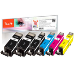 Peach PI100-249 inktcartridge 6 stuk(s) Compatibel Zwart, Cyaan, Magenta, Foto zwart, Geel