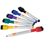 Nobo Mini Whiteboard Pen With Magnetic Eraser Cap 6 Pack Assorted Colours