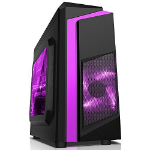 CIT F3 Black Matx Gaming Case with 12cm Purple LED Fan & Purple Stripe