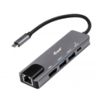 LevelOne Equip 133489 USB-C 5 in1 Multifunction Adapter ; Gigabit RJ45; PD 100W; 4K/30Hz; USB 3.0 x 2