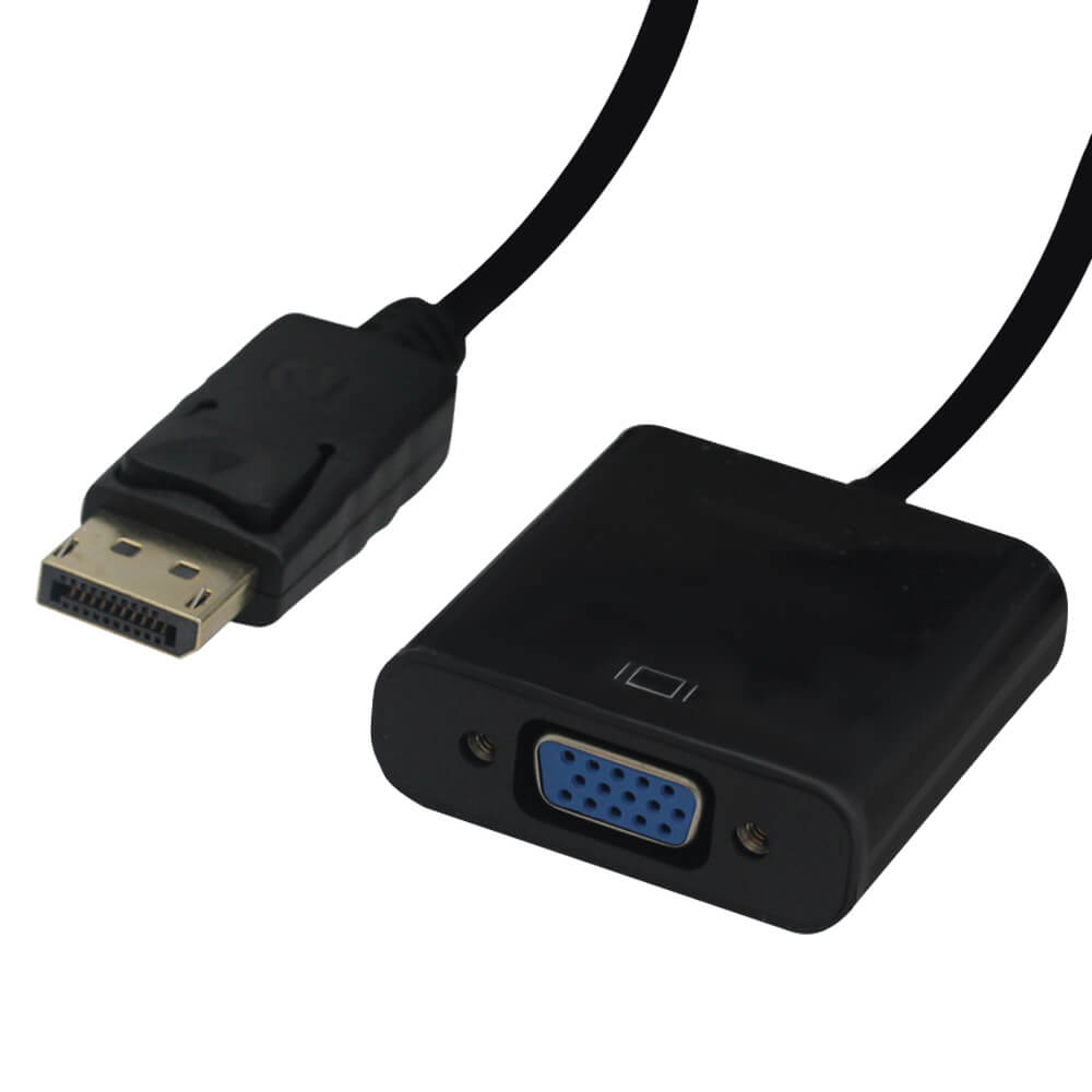 Videk DisplayPort Plug to VGA Socket Adapter - Black