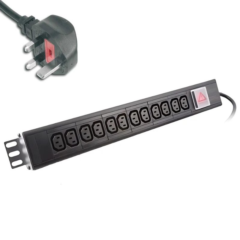 Image of POWERDATA 12 WAY 19 INCH RACK IEC PDU TO 13A PLUG - VERTICAL