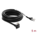 DeLOCK GigE Camera Cable RJ45 plug 90° angled with screws, connector length 28 mm to RJ45 plug Cat.6 S/FTP 5 m black