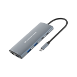 Conceptronic DONN06G 10-in-1 USB 3.2 Gen 1 Docking Station, HDMI, 100W USB PD, USB-C 5Gbps x 2, USB-A 5Gbps x 3, SD, TF/MicroSD, GbE