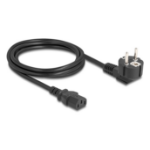 DeLOCK PC power cord earthed plug CEE 7/7 90° angled to C13 female, 2 m, 3 x 1.00 mm² black