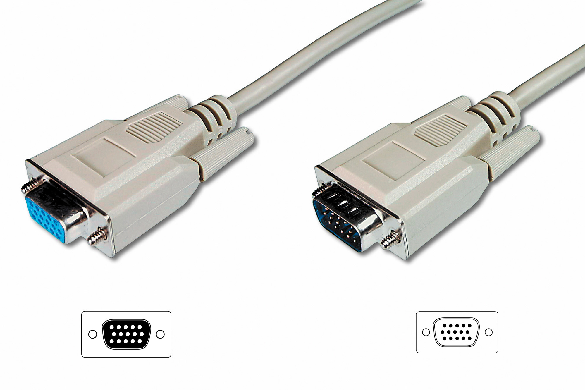 Image of Digitus 2x HD15, 5m VGA cable VGA (D-Sub) Beige