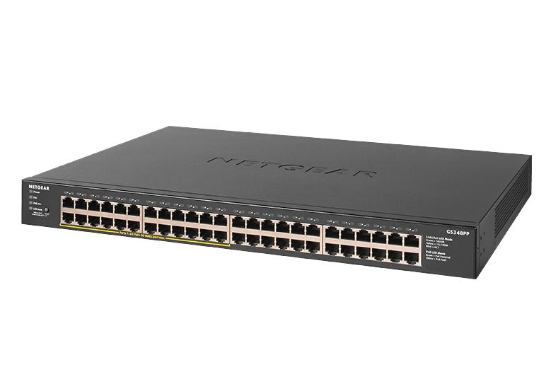 GS348PP-100NAS NETGEAR 48-PORT GIGABIT ETHERNET UNMANAGED POE+ SWITCH WITH 380W POE BUDGET AND 24 PORTS