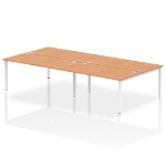 Dynamic Impulse Back-to-Back 4 Person Bench Desk W1600 x D1600 x H730mm With Cable Ports Oak Finish White Frame - IB00169 DD