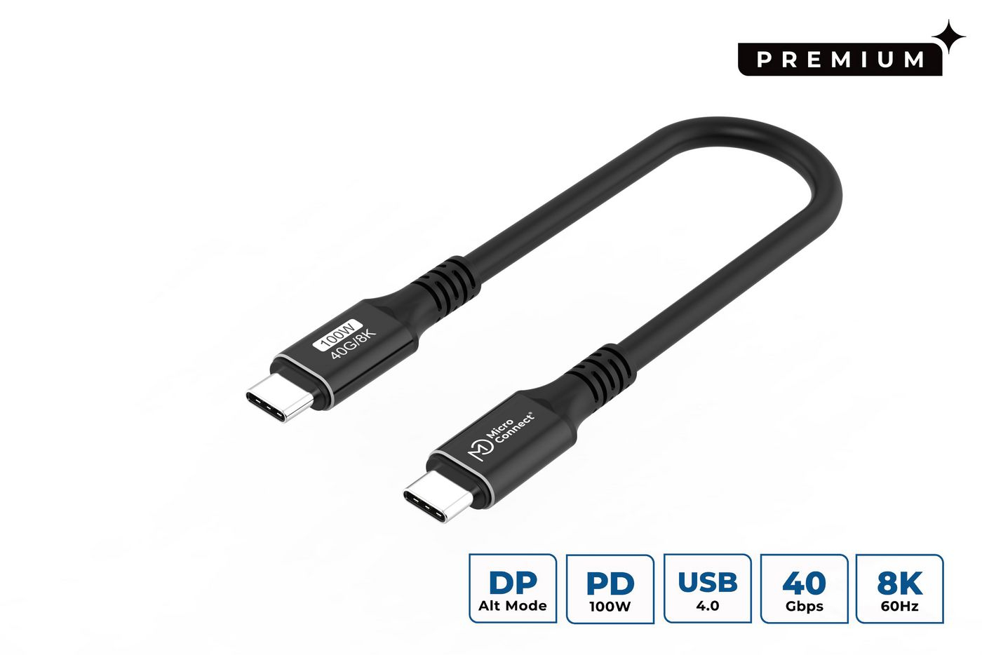 Microconnect Men's Black Usb4cc015 Usb Cable Usb4 Gen 3X2 0.15 M Usb C 100 W