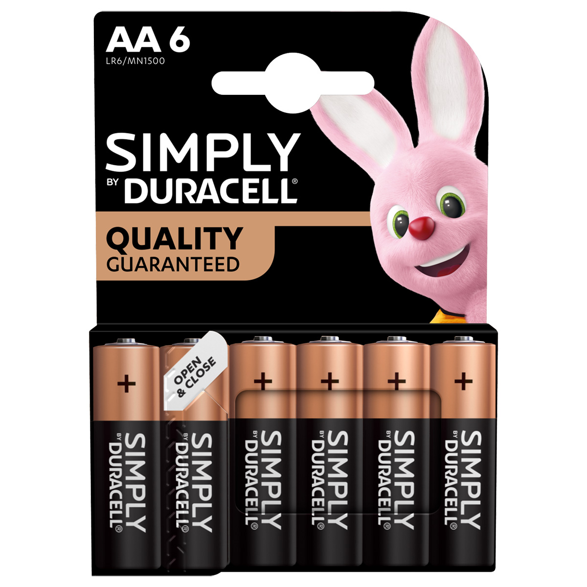 Duracell Simply Alkaline Pack of 6 AA Batteries
