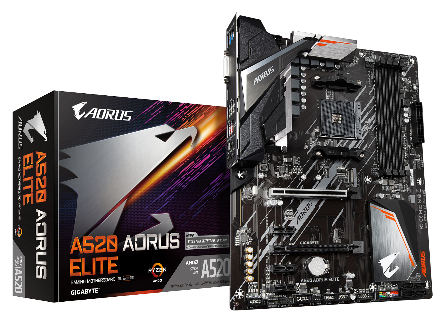 Image of Gigabyte A520 AORUS ELITE Motherboard - Supports AMD Ryzen 5000...