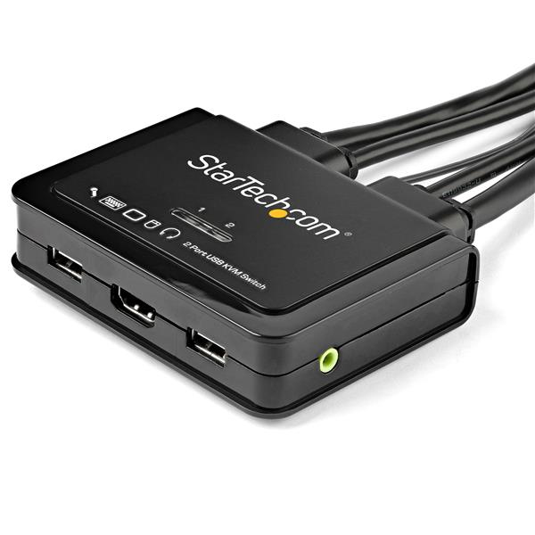 StarTech.com 2-Port HDMI KVM Switch with Built-In Cables - USB 4K 60Hz