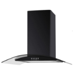 De Santii 60cm Curved Glass Chimney Hood - Black