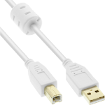 InLine USB 2.0 Cable Type A male / B male, gold plated, w/ferrite, white, 5m