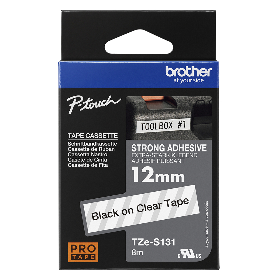 Brother TZE-S131 DirectLabel black on Transparent extra strong 12mm x 8m for Brother P-Touch TZ 3.5-12mm/18mm/6-18mm/6-24mm/6-36mm