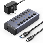 Ugreen EU Product - Hub USB-C to 7x USB-A 3.0  PD  DC 12V - Gray