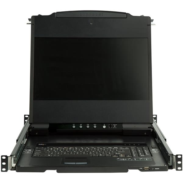 StarTech.com Dual Rail Rackmount KVM Console HD 1080p - Single Port DVI/VGA KVM w/17" LCD Monitor for Server Rack - Fully Featured 1U LCD KVM Drawer w/Cables - USB Support - 44230 MTBF