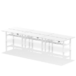 Dynamic Air Back-to-Back W1800 x D800mm Height Adjustable Sit Stand 6 Person Bench Desk With Cable Ports White Finish White Frame - HA02818 DD