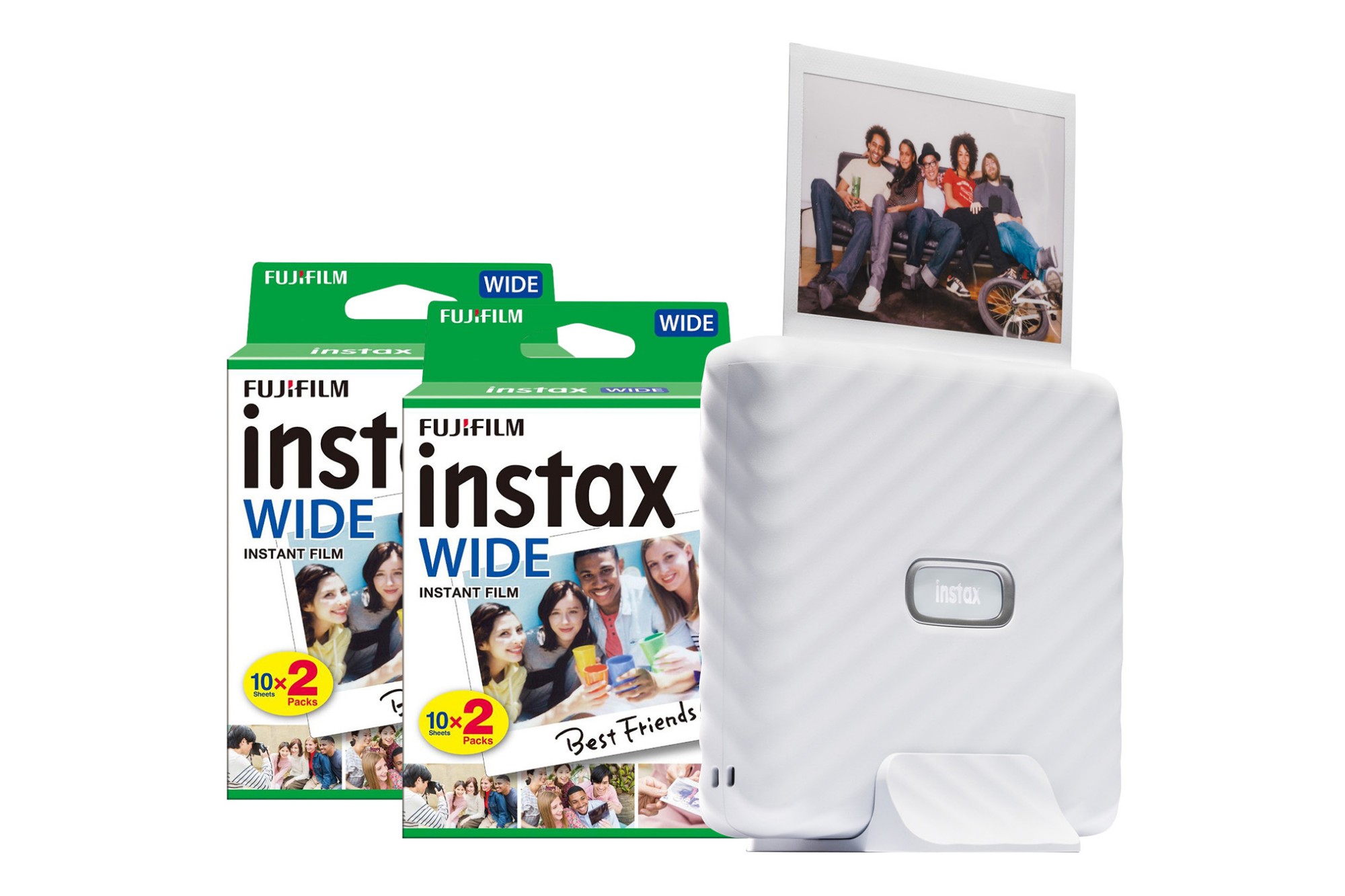 16719574+16385995x2 FUJI Instax Link Wide Printer with 40 Shot Pack - Ash White