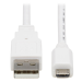 Tripp Lite U050AB-003-WH Cable Antibacteriano USB A a USB Micro B (M/M), USB 2.0, Blanco de 0.91 m [3 pies]