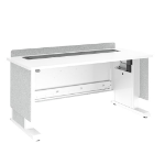 Middle Atlantic Products Forum™ Lectern, 60" Wide, Electrically Height Adjustable, Wilsonart® Designer White, White Powdercoat, Silver Gray Felt with Power for UK