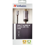Verbatim 49144 video kabel adapter 1,5 m USB Type-C HDMI Zwart, Zilver