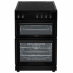 electriQ 60cm Double Oven Electric Cooker - Black