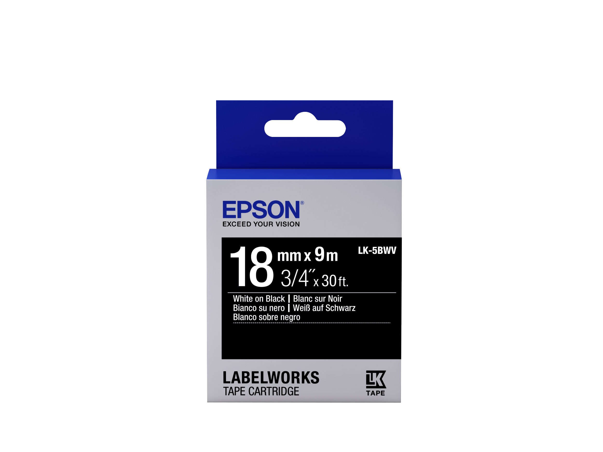Epson C53S655014/LK-5BWV DirectLabel-etikettes white on black 18mm...
