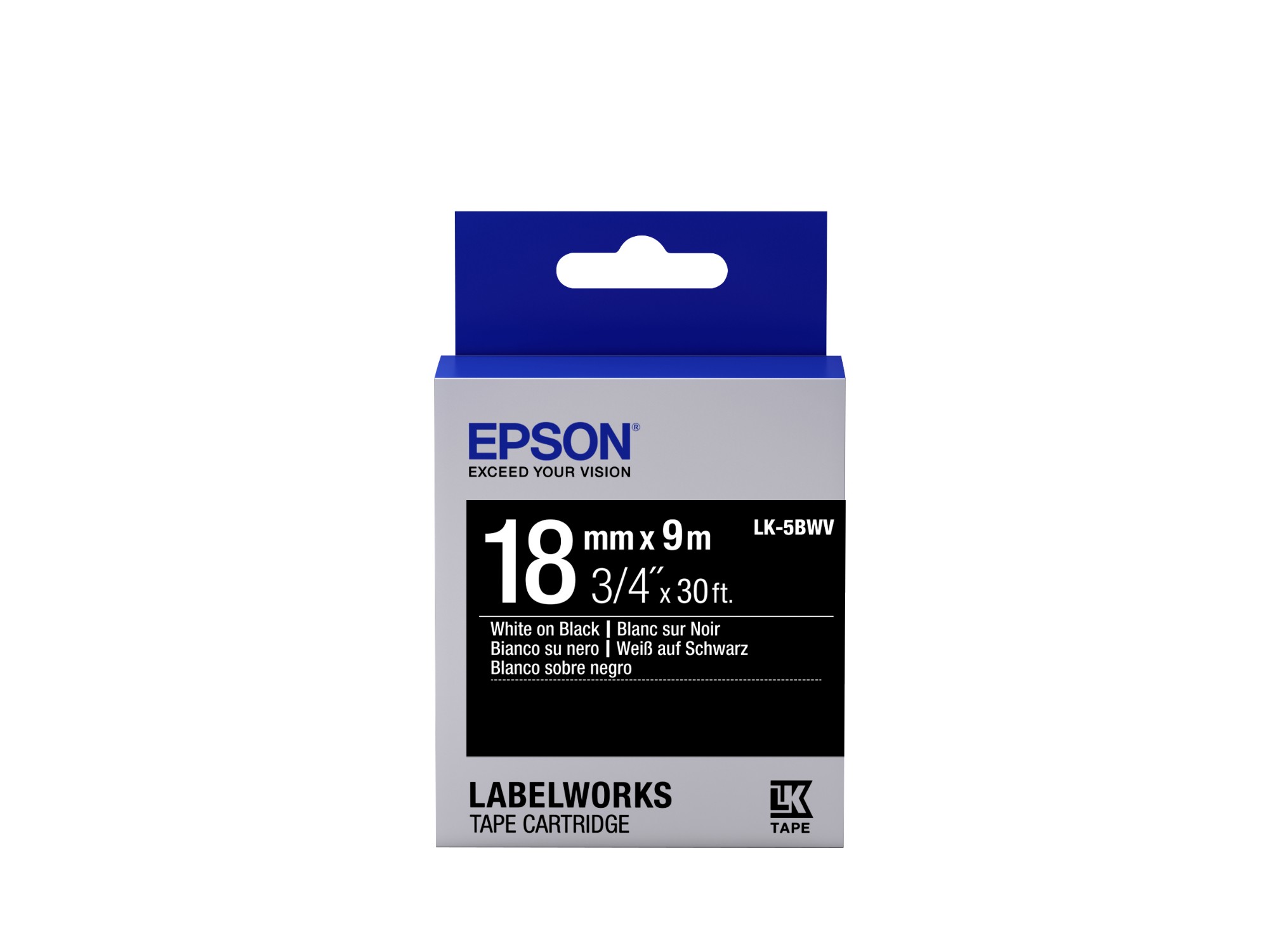 Photos - Office Paper Epson C53S655014/LK-5BWV DirectLabel-etikettes white on black 18mm x 9 