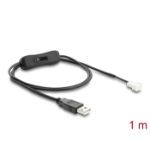 DeLOCK Fan Cable USB 2.0 Type-A male to 3 pin (2 pins connected) fan connector male with switch 1m