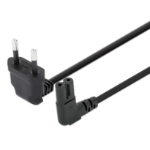 Manhattan Mains Power Cord/Cable (Right Angled), Euro 2-pin (CEE 7/16 Euro 8) plug to C7 Female (figure of eight), 3m, 2.3A, Black, Lead, Lifetime Warranty