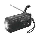 LogiLink Dynamo Hand Crank Radio, w/ solar panel, black