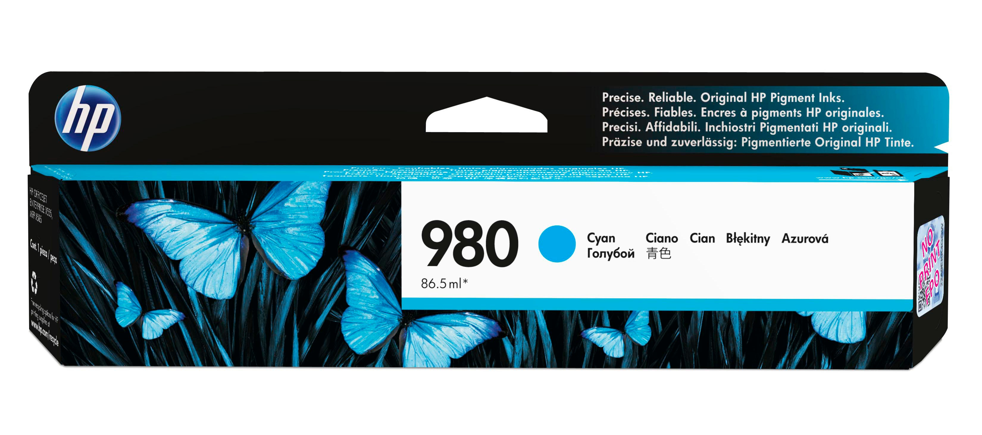 Image of HP D8J07A/980 Ink cartridge cyan, 6.6K pages ISO/IEC 24711 86.5ml...