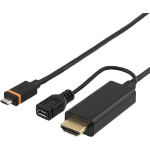 Deltaco SLIM-1002-K video kabel adapter 1 m HDMI + USB Zwart