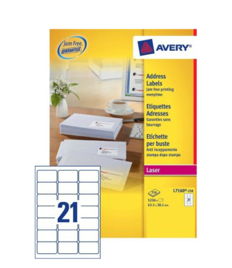 Photos - Other consumables Avery L7160-250 addressing label White Self-adhesive label