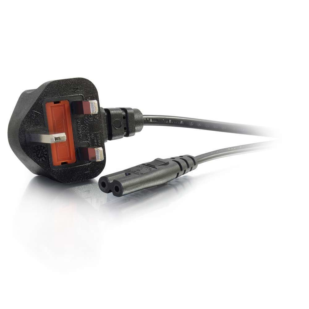 Image of C2G 1m UK Non-Polarised Power Cord (BS 1363 to IEC 60320 C7)