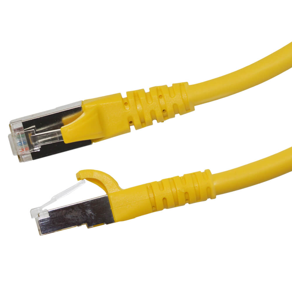 Videk Cat6A Booted LSZH 10g S/FTP RJ45 Patch Cable Yellow 0.3m