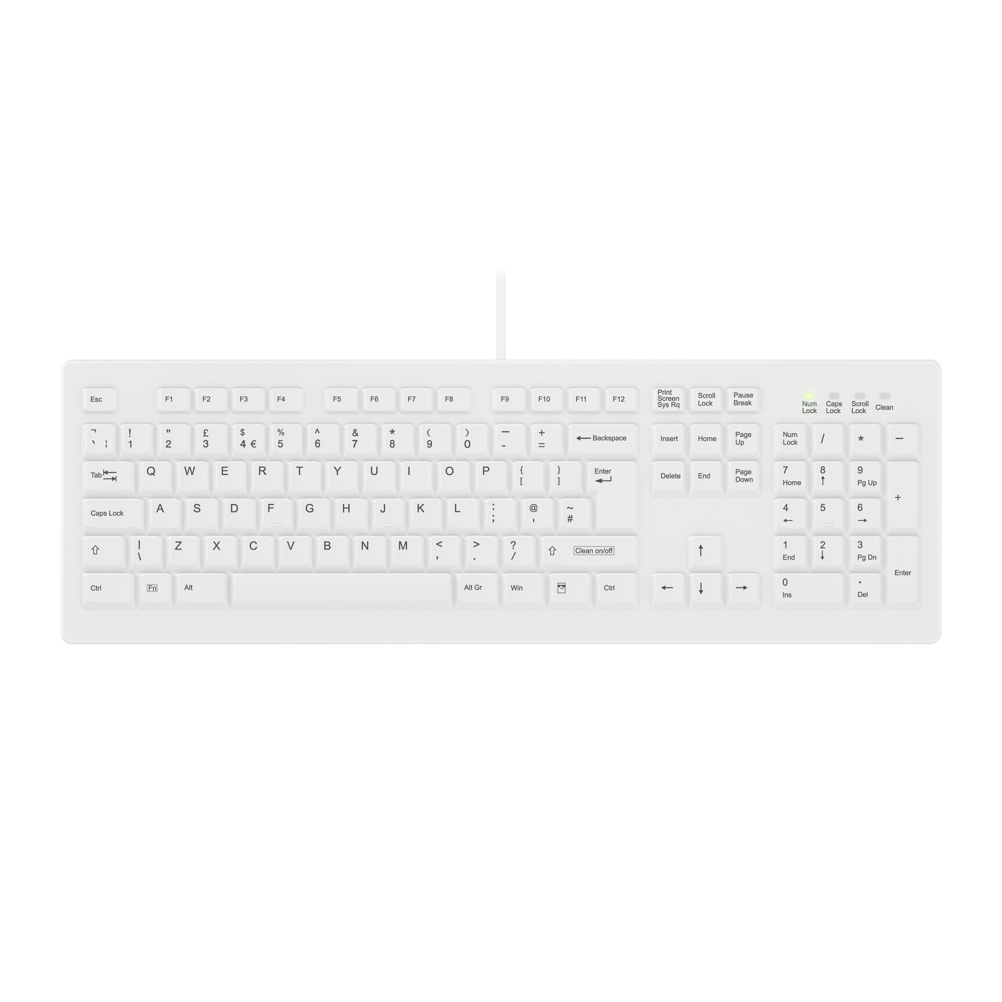 Contour Active Key (formerly Cherry) ClassicClean Medical Keyboard IP68 Full-Size Wired White UK C8100 thumbnail