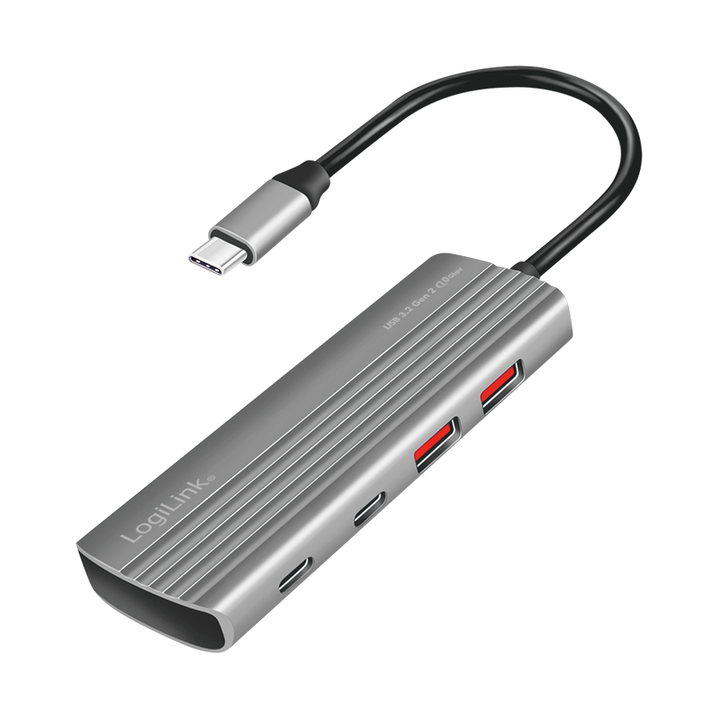 Logilink Usb 3.2 Gen2 Hub. 4+1-Port. 2X Usb-A. 2X Usb-C. Pd 100W. Alum