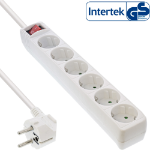 InLine Socket strip, 6-way earth contact CEE 7/3, white, 3m