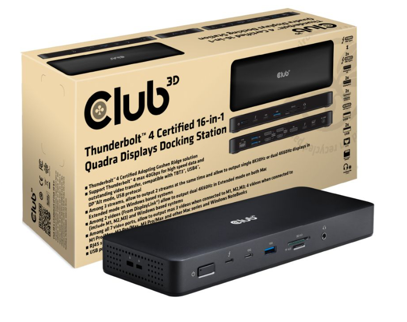 CLUB3D CSV-1583 laptop dock/port replicator Wired Thunderbolt 4 Black