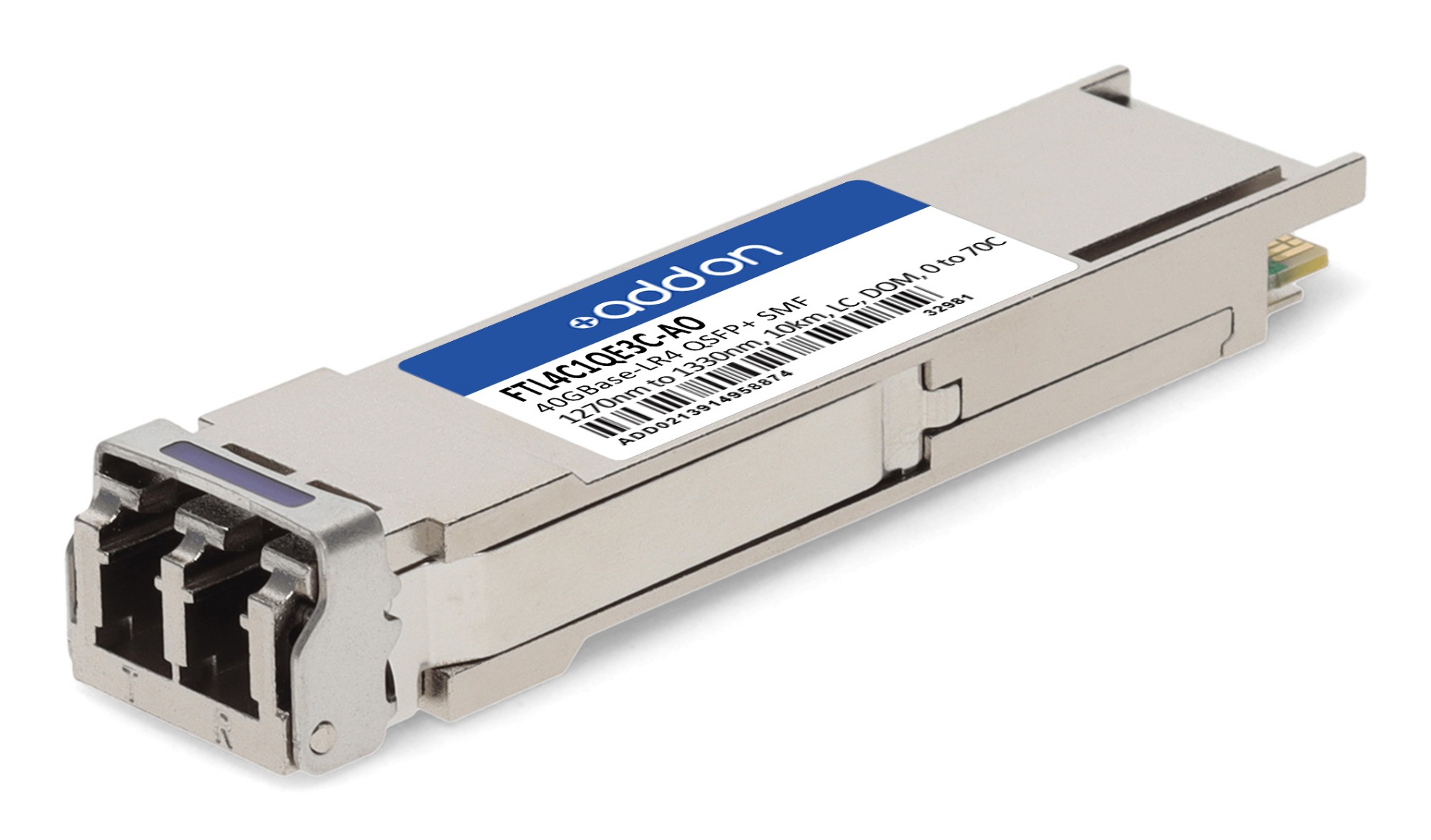 AddOn Networks FTL4C1QE3C-AO Compatible 40G QSFP+ 10 km TAA Compliant Transceiver AddOn Networks FTL4C1QE3C-AO Compatible 40G QSFP+ 10 km TAA Compliant Transceiver