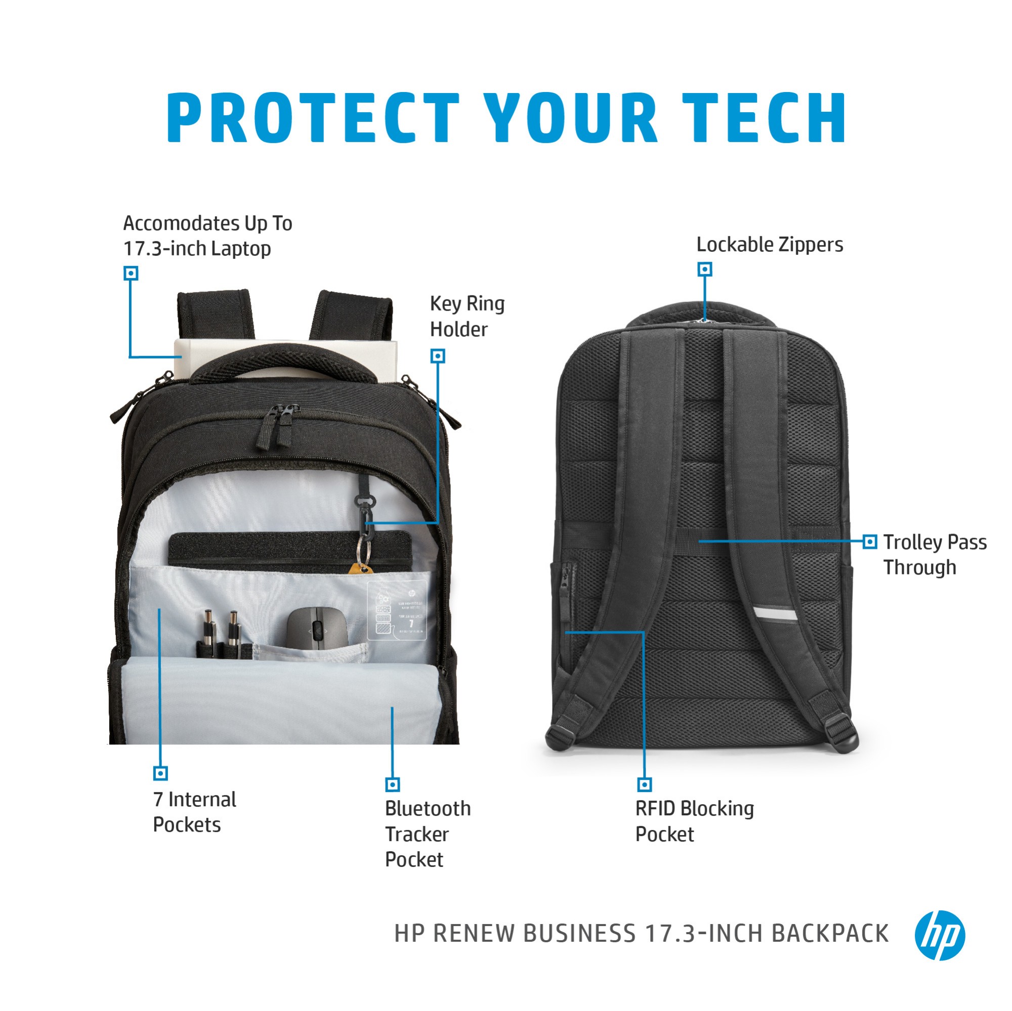 HP Renew Business 17.3inch Laptop Backpack, 441 in distributor