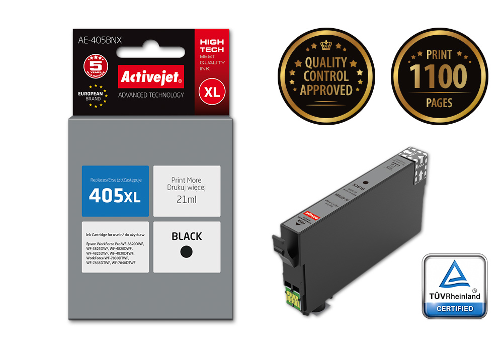 Activejet AE-405BNX ink (replacement for Epson 405XL C13T05H14010; Supreme; 21ml; black)