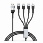 JLC 4-in-2 Braided USB-C to USB-C Cable with USB-A Adapters – 1m – Black