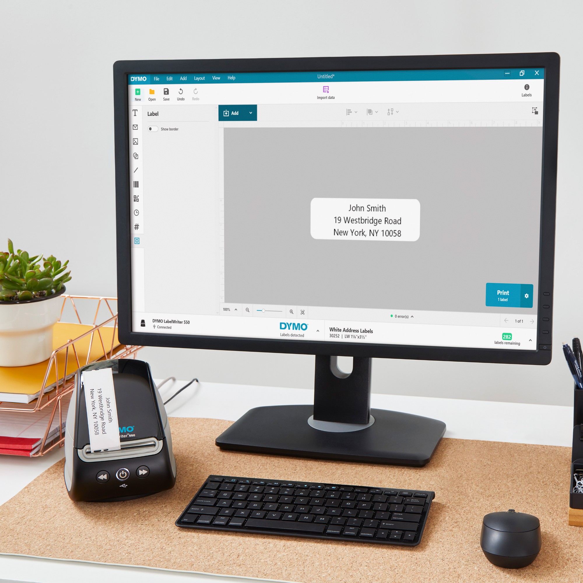 DYMO LabelWriter 550 Label Printer | Label Maker with Direct Thermal Printing | Automatic Label Recognition | Prints Address LabelsShipping LabelsBarcode Labels & More | UK 3 Pin Plug