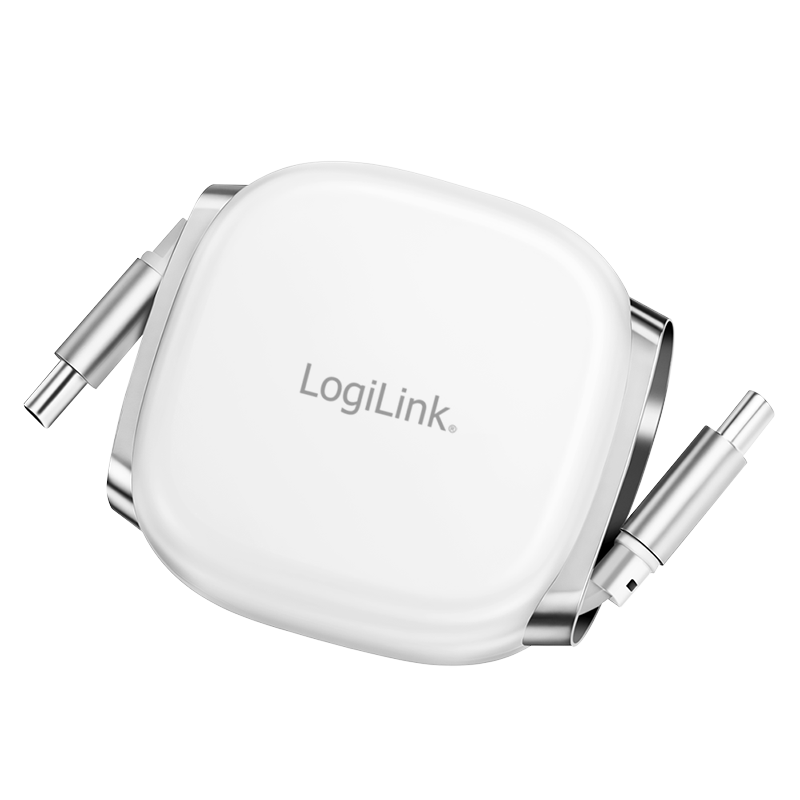 Logilink White Usb 2.0 Type-C Cable. C/M To C/M. Retractable. 480 Mbps. 60W.