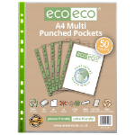 Eco Eco A4 100% Recycled Bag 50 65 Micron Multi Punched Pockets - Pack of 50